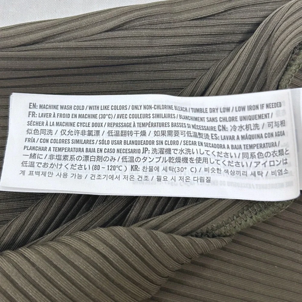 Abercrombie & Fitch Ribbed Square Neck Maxi Dress Olive Green Long Sleeve